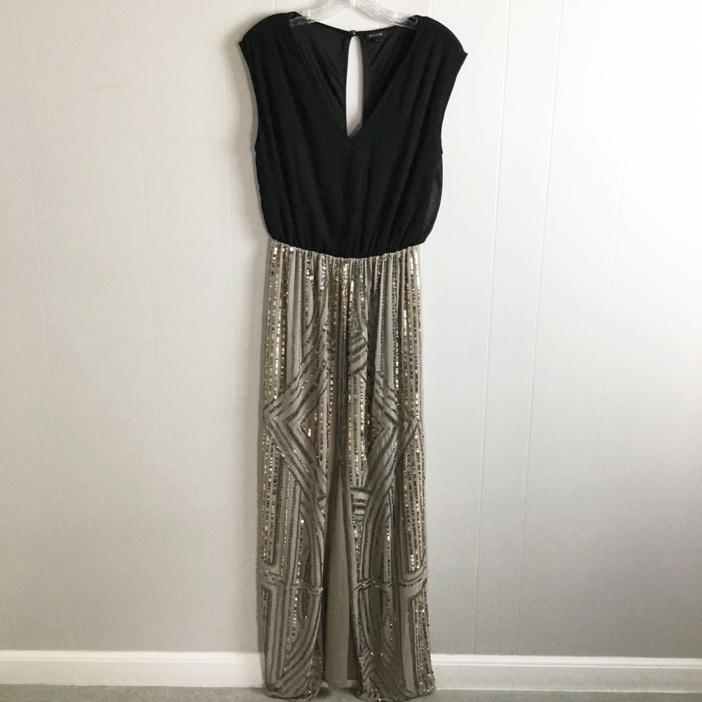 River Island Size 10 Sequin Black Dress Maxi Slit